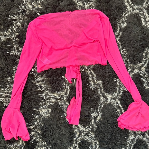 Pink Ruffled Tie-Front Top - Picture 3 of 3